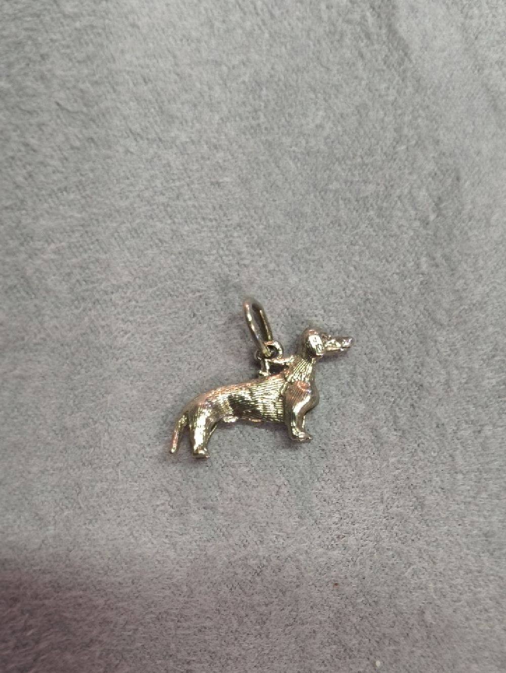 Dachshund Dog Charm Pendant in Shiny Sterling Silver